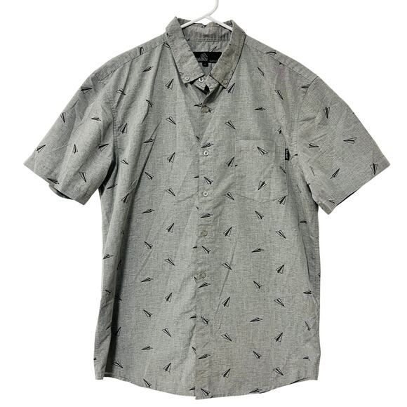 Molokai Surf Co Men's Button Down Shirt Blue Short Sleeve Size XL Paper Plane - Picture 1 of 4